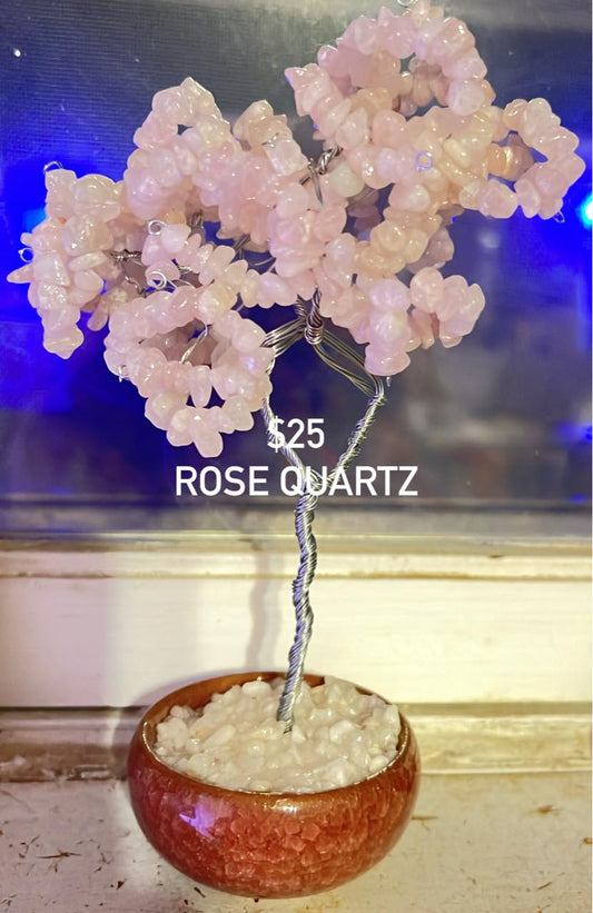 Rose quartz wire tree